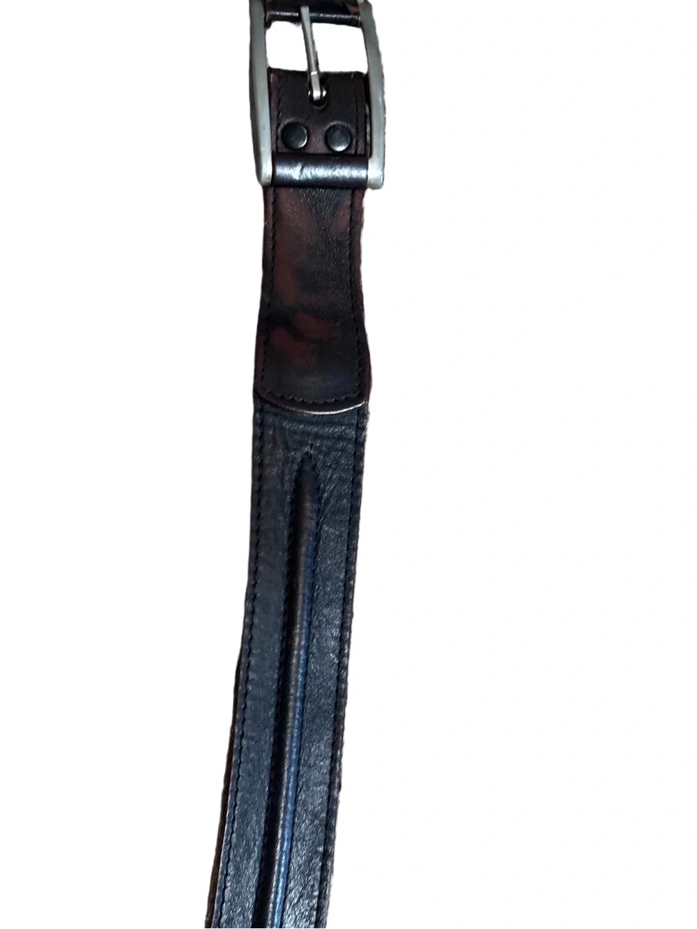 Vintage Genuine “top grain cowhide” brown leather belt - silver buckle